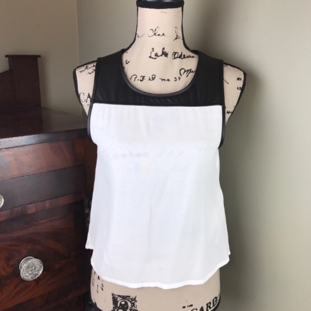 MINKPINK Tank w/ Faux Leather Collar